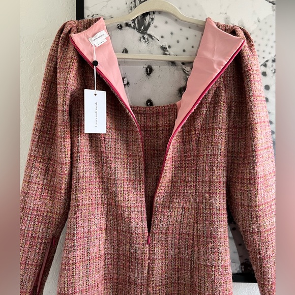 NWT Lovers and Friends Amira Tweed Wool Blend Pink Long Sleeve Mini Dress - Picture 8 of 12